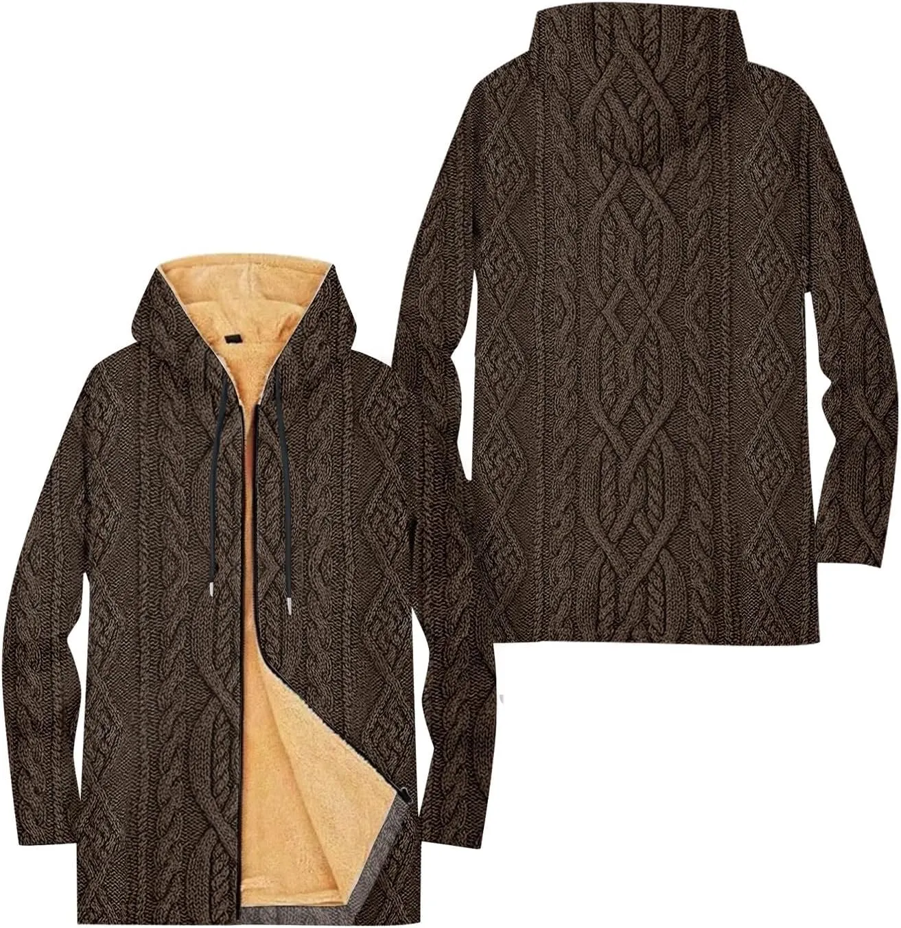 Mens Sherpa Hoodie Zip Up Thermal Warm Hooded Fleece Winter Thick Hoodies