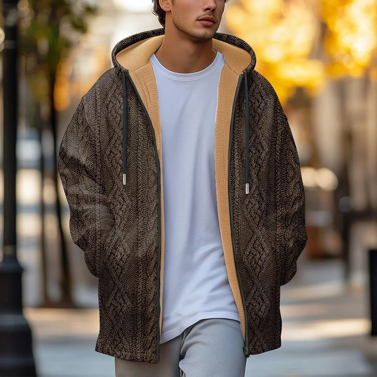 Mens Sherpa Hoodie Zip Up Thermal Warm Hooded Fleece Winter Thick Hoodies