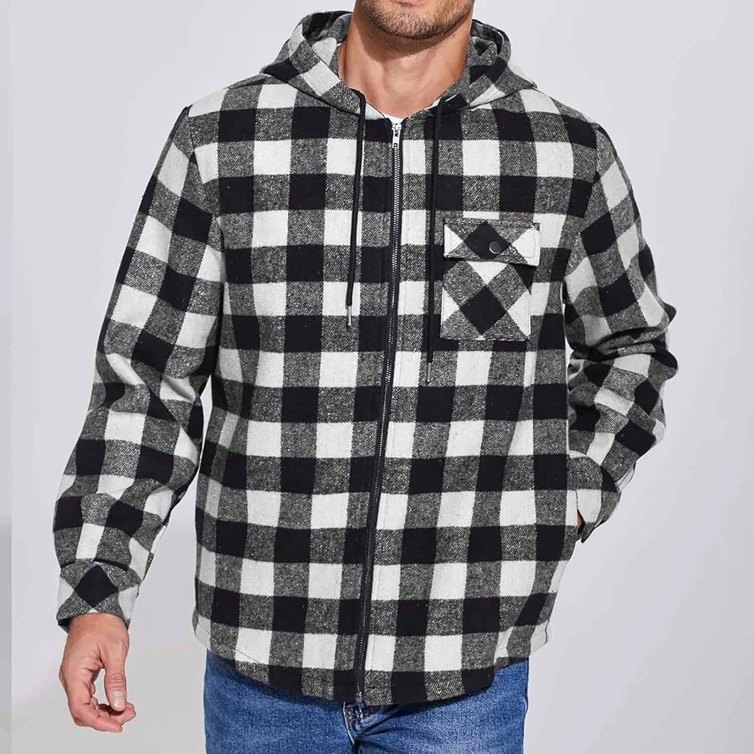 Mens Sherpa Hoodie Zip Up Winter Thermal Hooded Warm Casual Fleece Hoodies