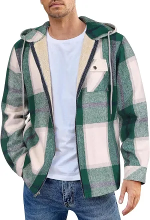 Mens Sherpa Hoodie Zip Up Winter Thermal Hooded Warm Casual Fleece Hoodies