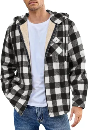 Mens Sherpa Hoodie Zip Up Winter Thermal Hooded Warm Casual Fleece Hoodies