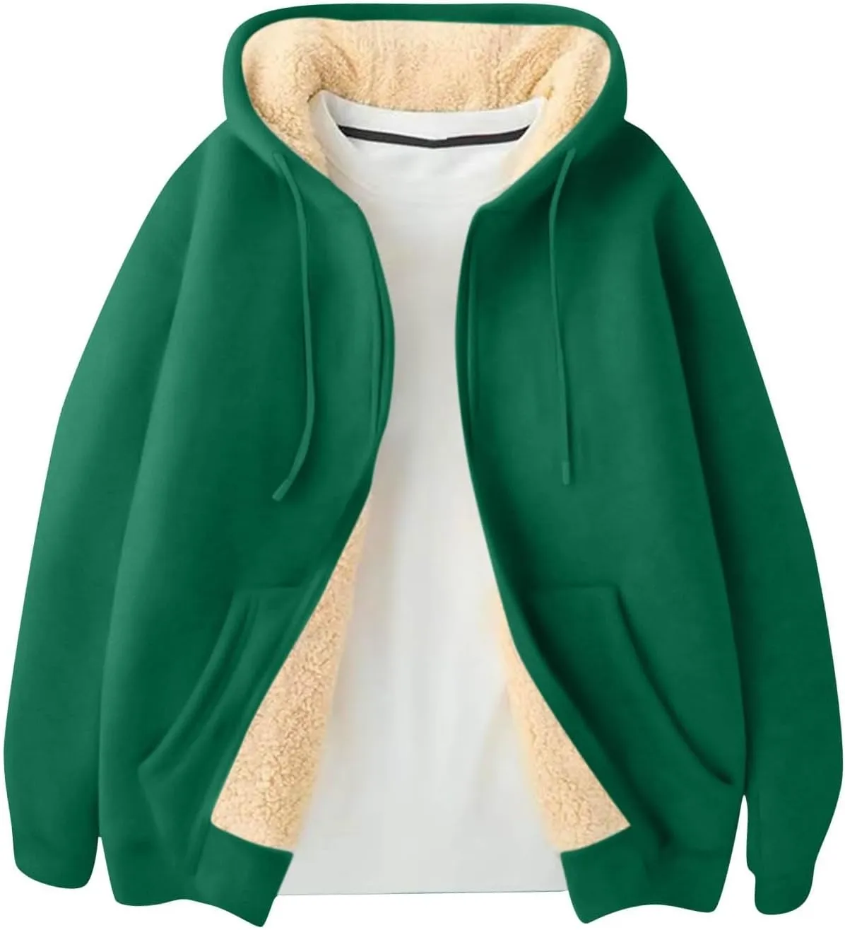 Mens Sherpa Lined Hoodie Zip Up Thermal Fleece Hoodies Winter Warm Casual Hooded