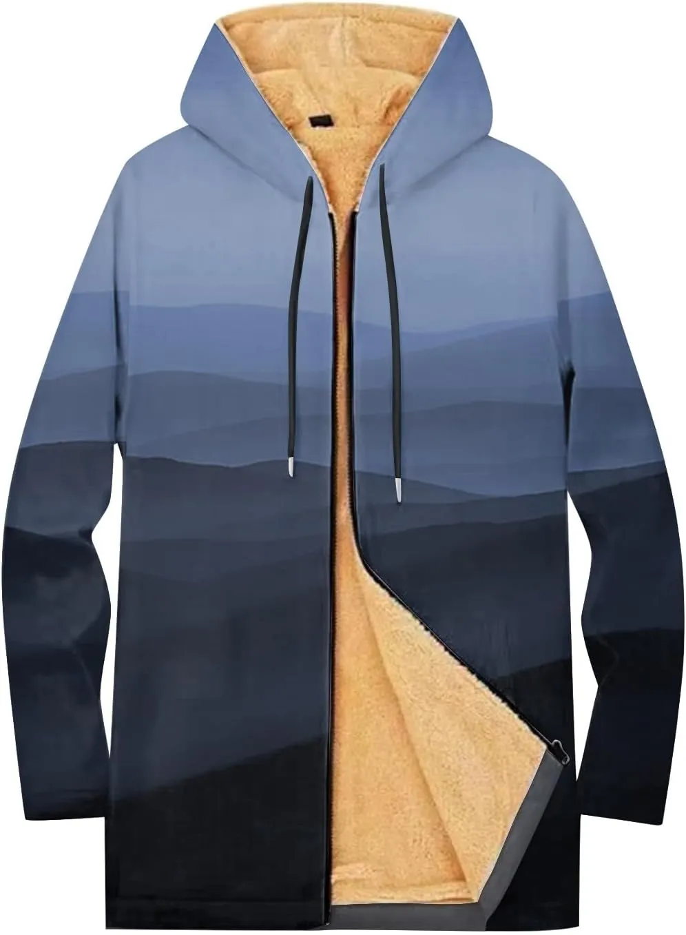 Mens Sherpa Lined Hoodie Zip Up Warm Heavyweight Hoodies Fleece Winter Thick Sweatshirt