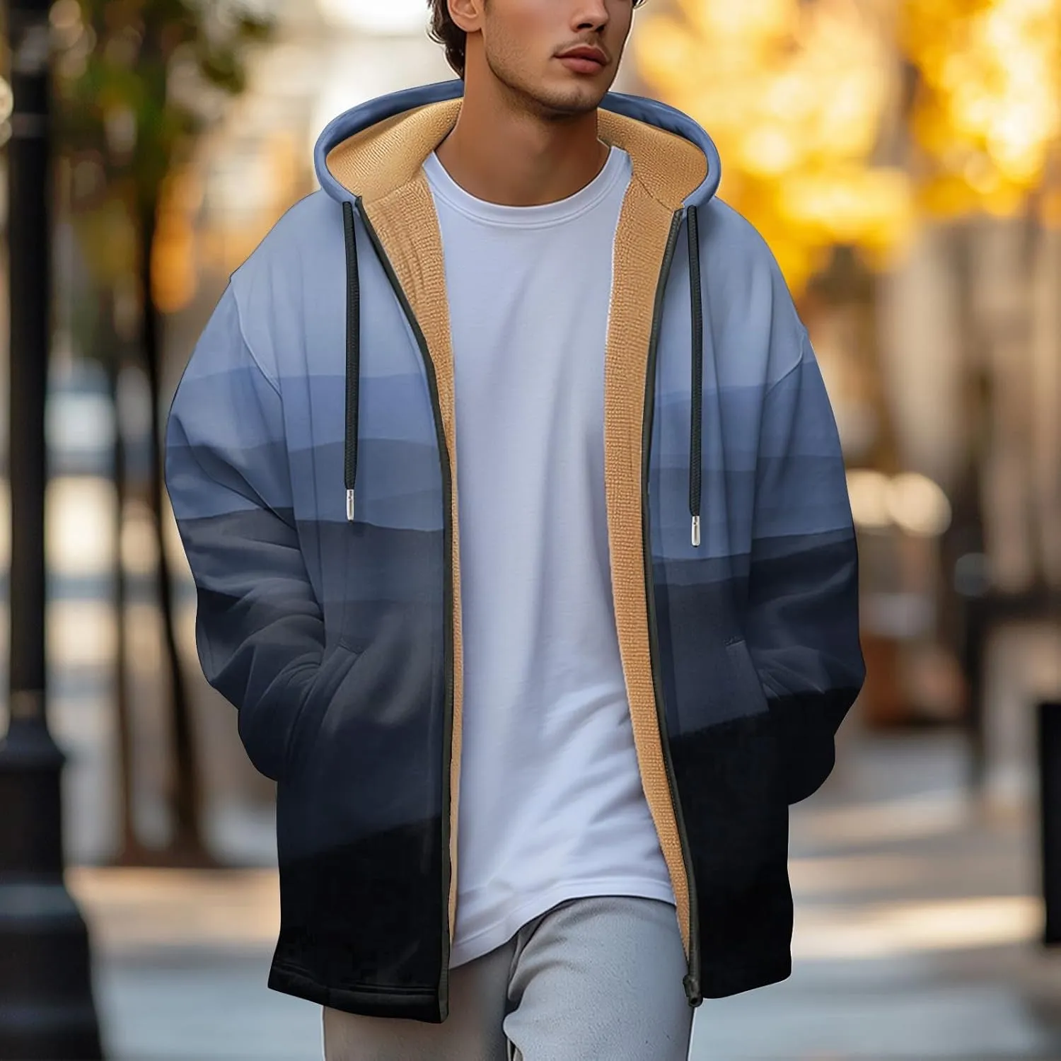Mens Sherpa Lined Hoodie Zip Up Warm Heavyweight Hoodies Fleece Winter Thick Sweatshirt