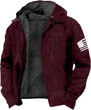 Men's Winter Zip Up Hoodie Relaxed Fit Midweight Sherpa Fleece Sweatshirt Warm Thick Heavyweight Coats