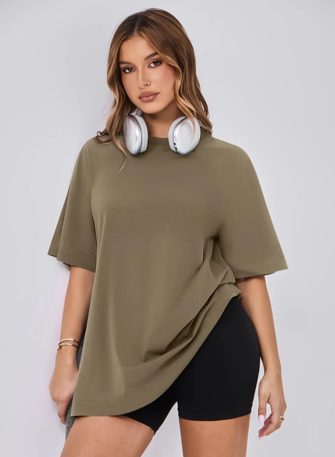 MIHOLL Womens Oversized T Shirts Short Sleeve Crewneck Summer Tops Casual Loose Basic Tees