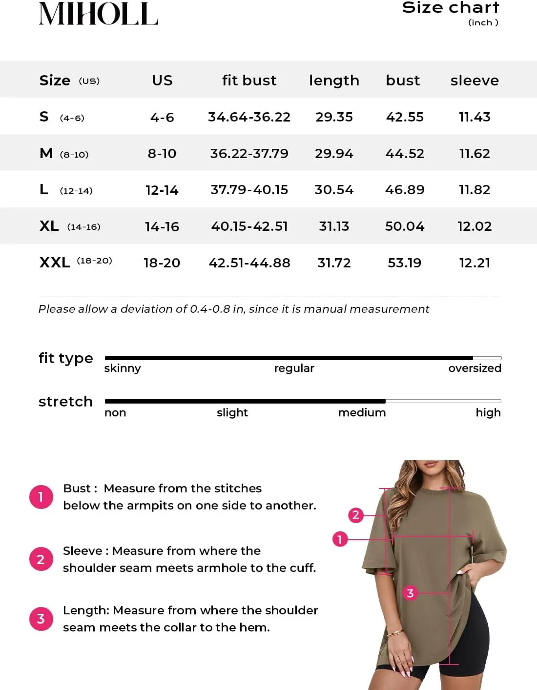 MIHOLL Womens Oversized T Shirts Short Sleeve Crewneck Summer Tops Casual Loose Basic Tees