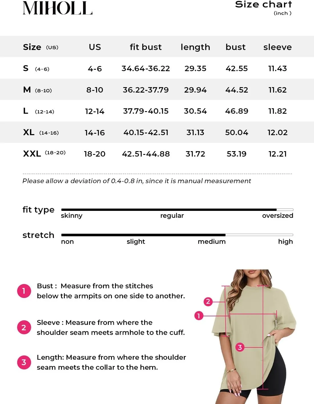 MIHOLL Womens Oversized T Shirts Short Sleeve Crewneck Summer Tops Casual Loose Basic Tees