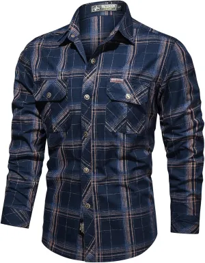 Military Long Sleeve Hiking Shirts for Men Quick Dry Button Down Tactical Work Shirts Outdoor Travel Cargo Shirt