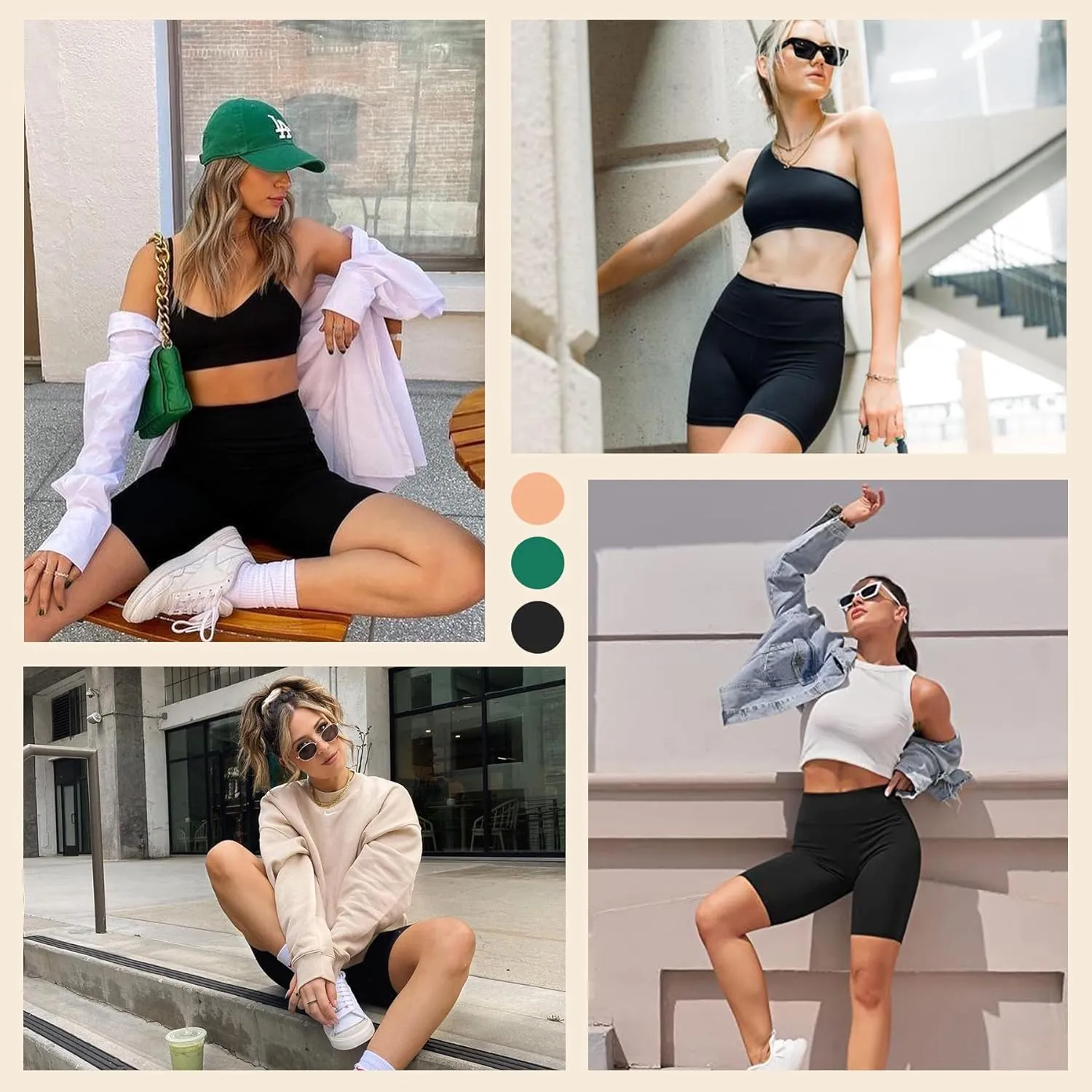 Natural Feelings 3 Pack Biker Shorts for Women-8" High Waist Workout Athletic Gym Sports Yoga Shorts Pants