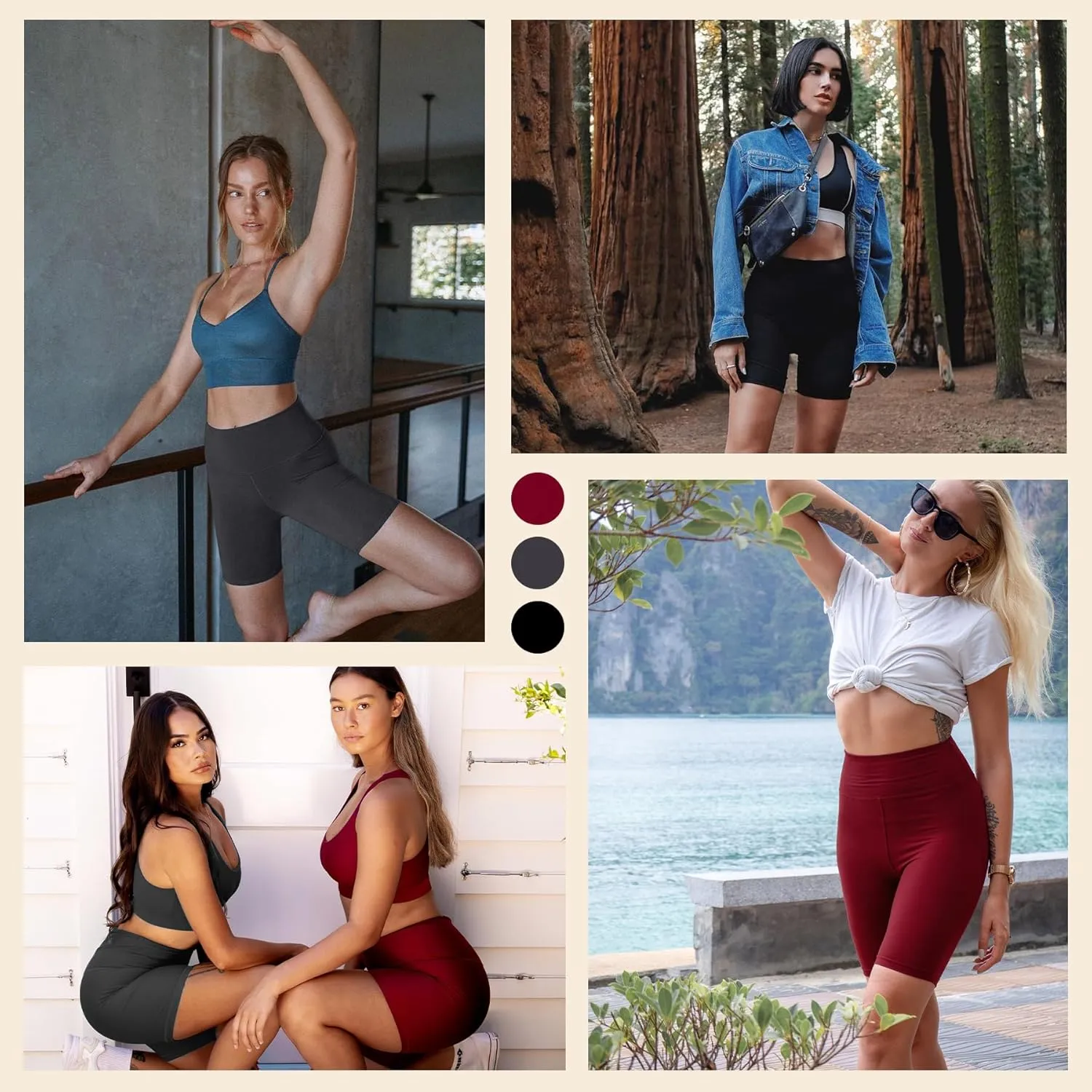 Natural Feelings 3 Pack Biker Shorts for Women-8" High Waist Workout Athletic Gym Sports Yoga Shorts Pants