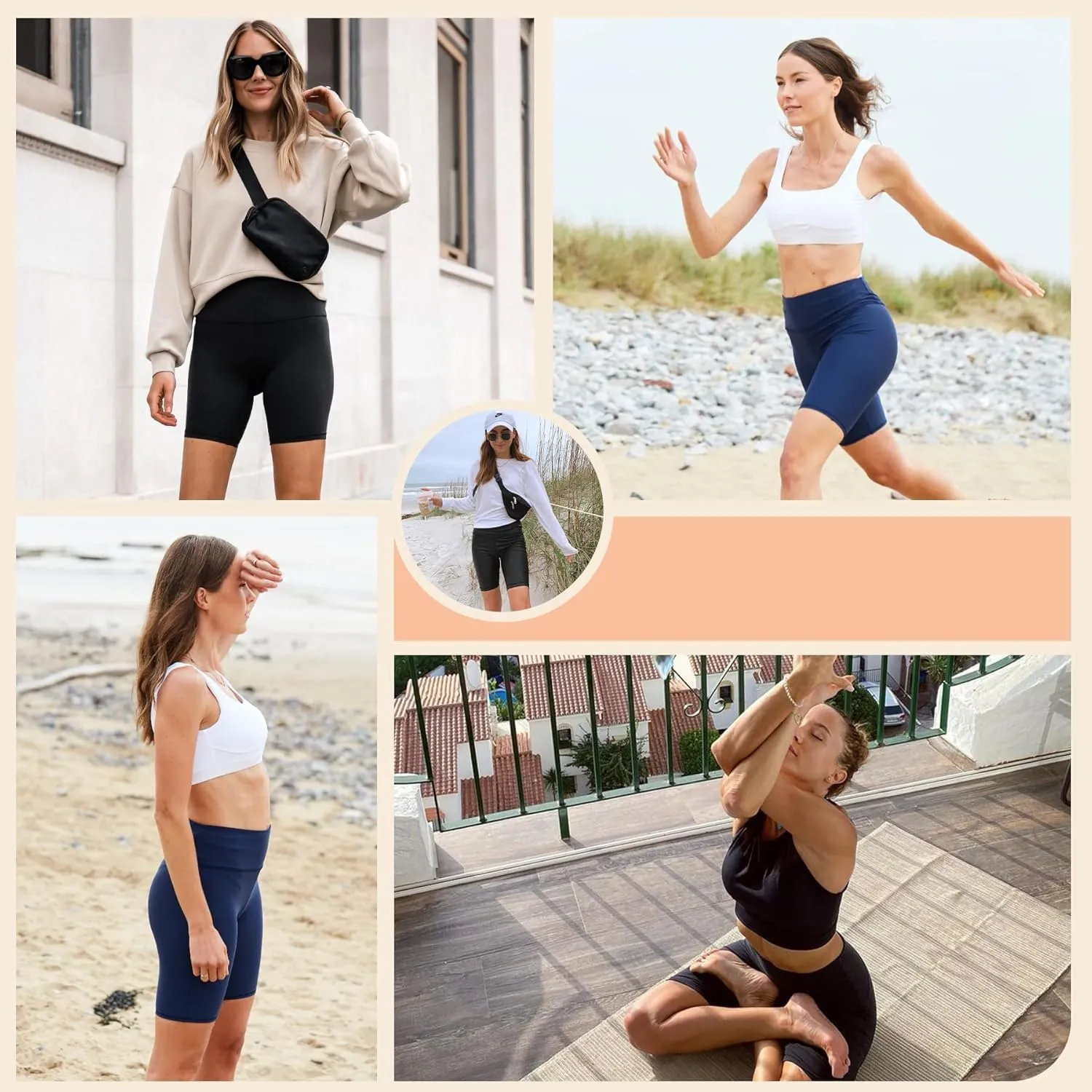 Natural Feelings 3 Pack Biker Shorts for Women-8" High Waist Workout Athletic Gym Sports Yoga Shorts Pants