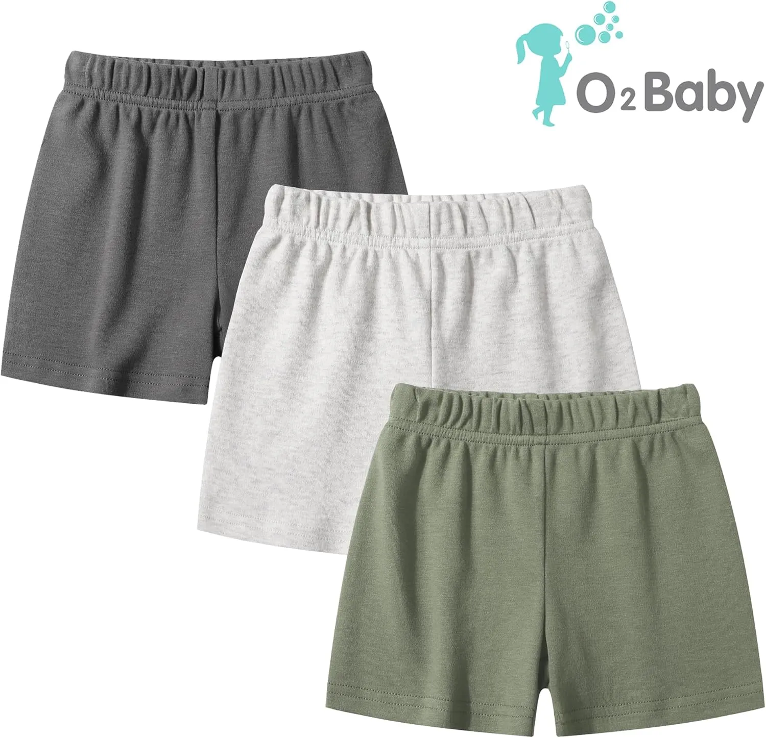 O2 BABY Organic Cotton Unisex Baby Jogger Pants, 3-Pack Pull-on Bottoms, Newborn Leggings