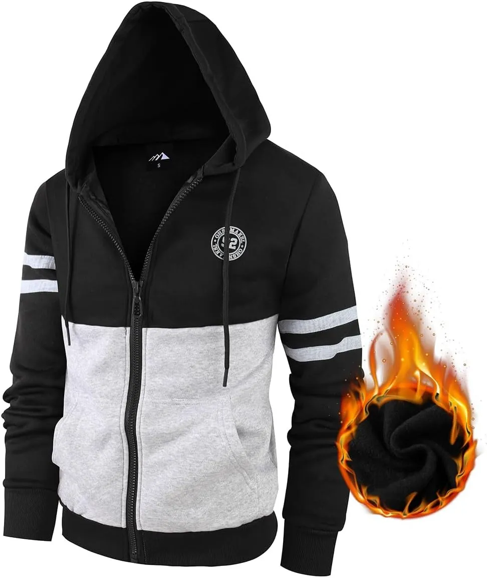 OHSNMAKSL Hoodies for Men sherpa Warm Fleece Hoodie Jacket Sweatshirt Full Zip Sport Workout Coats