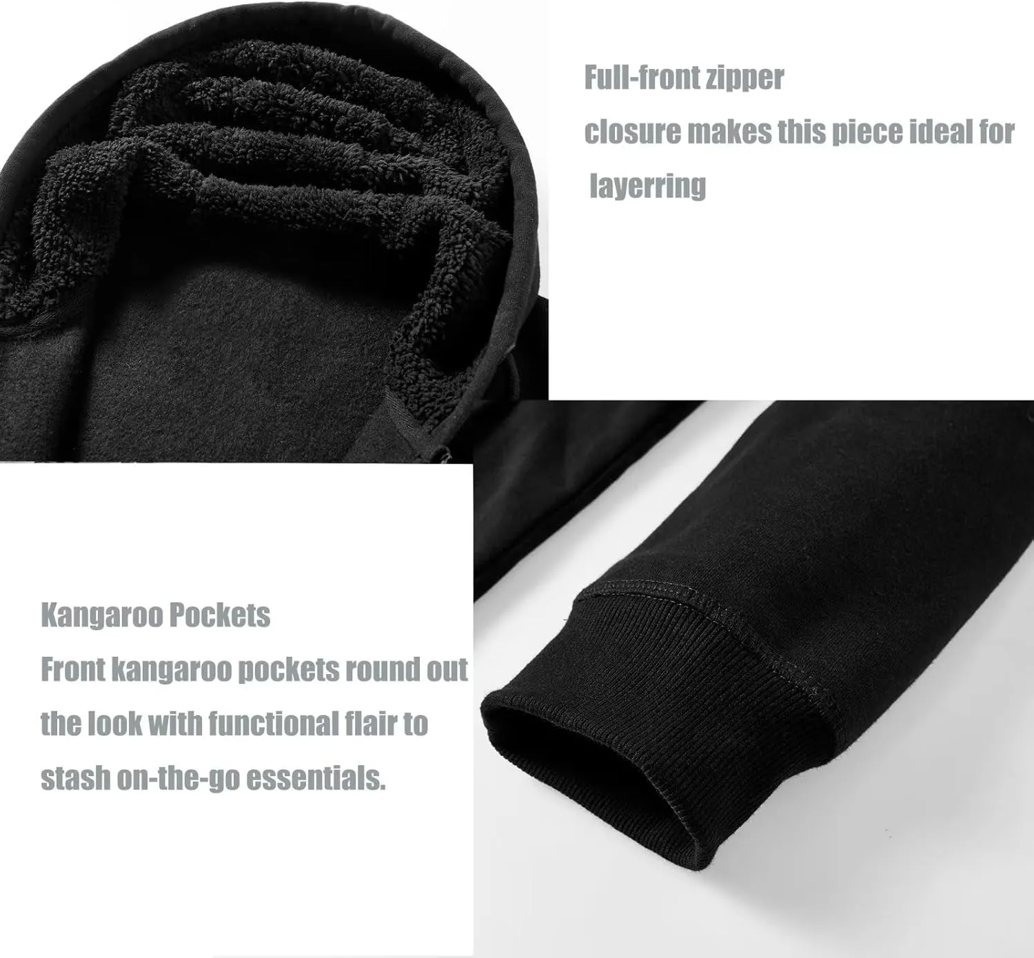 OHSNMAKSL Hoodies for Men sherpa Warm Fleece Hoodie Jacket Sweatshirt Full Zip Sport Workout Coats