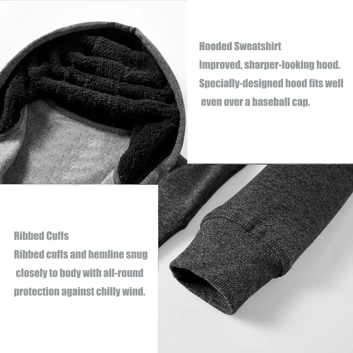 OHSNMAKSL Hoodies for Men sherpa Warm Fleece Hoodie Jacket Sweatshirt Full Zip Sport Workout Coats