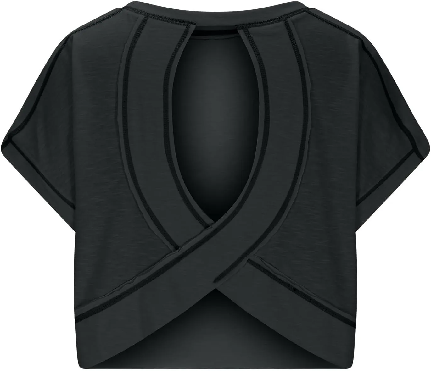 Open Back Tops for Women Workout Crop Tops Short Sleeve Casual Backless Gym Yoga Shirts Loose Fit Athletic Tops