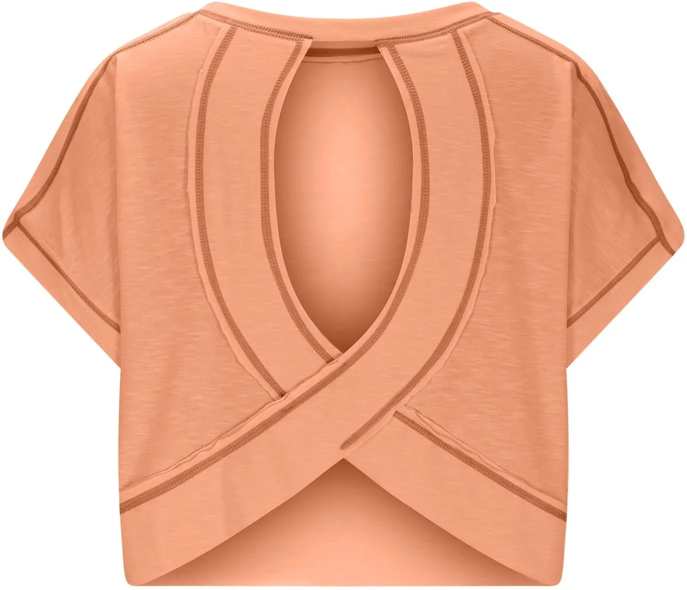 Open Back Tops for Women Workout Crop Tops Short Sleeve Casual Backless Gym Yoga Shirts Loose Fit Athletic Tops