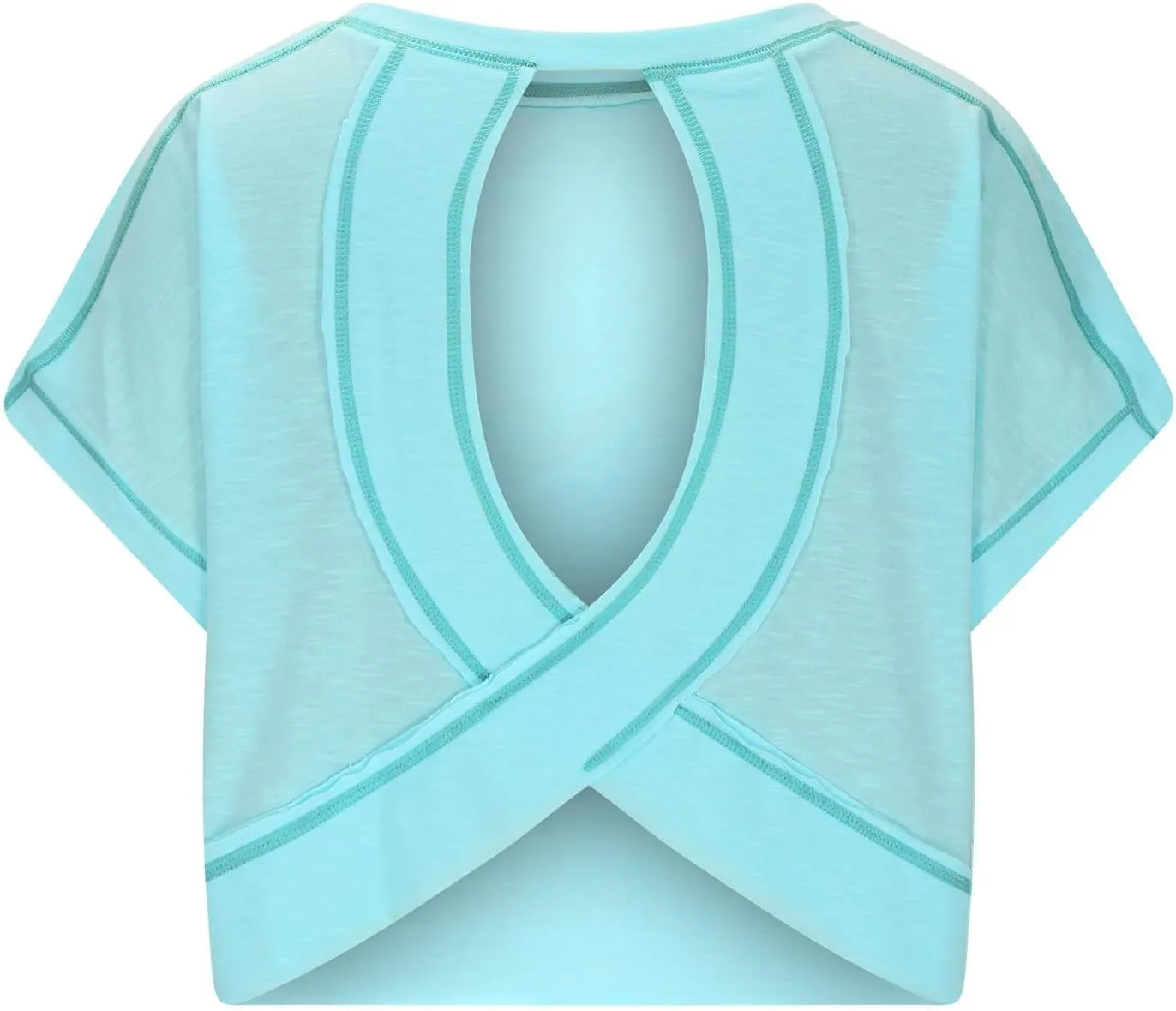 Open Back Tops for Women Workout Crop Tops Short Sleeve Casual Backless Gym Yoga Shirts Loose Fit Athletic Tops