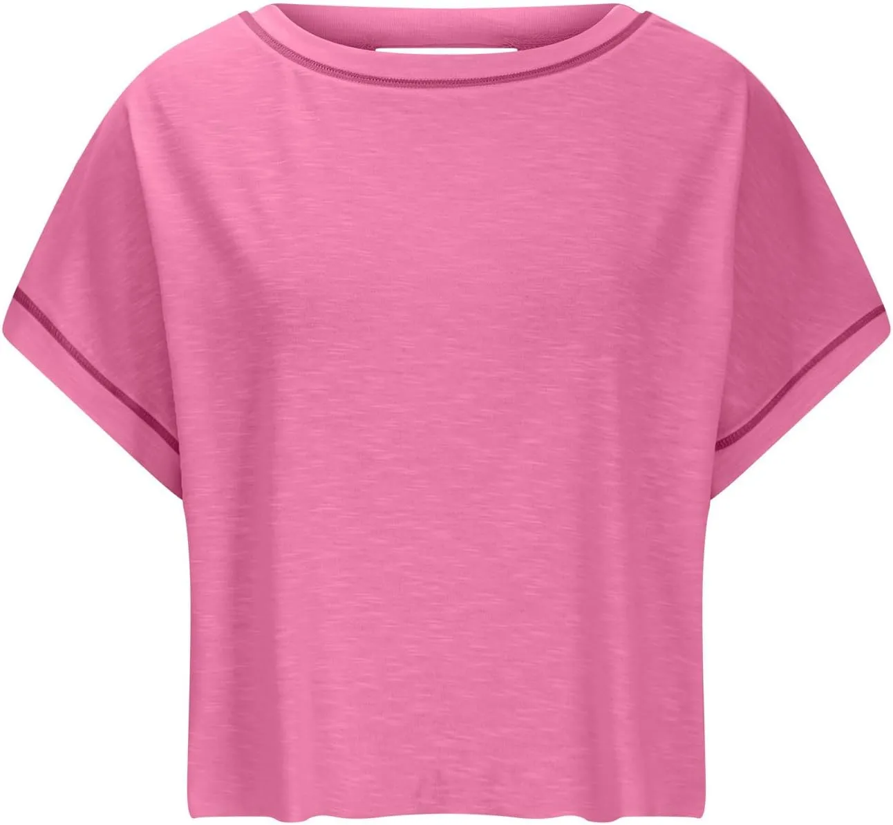 Open Back Tops for Women Workout Crop Tops Short Sleeve Casual Backless Gym Yoga Shirts Loose Fit Athletic Tops