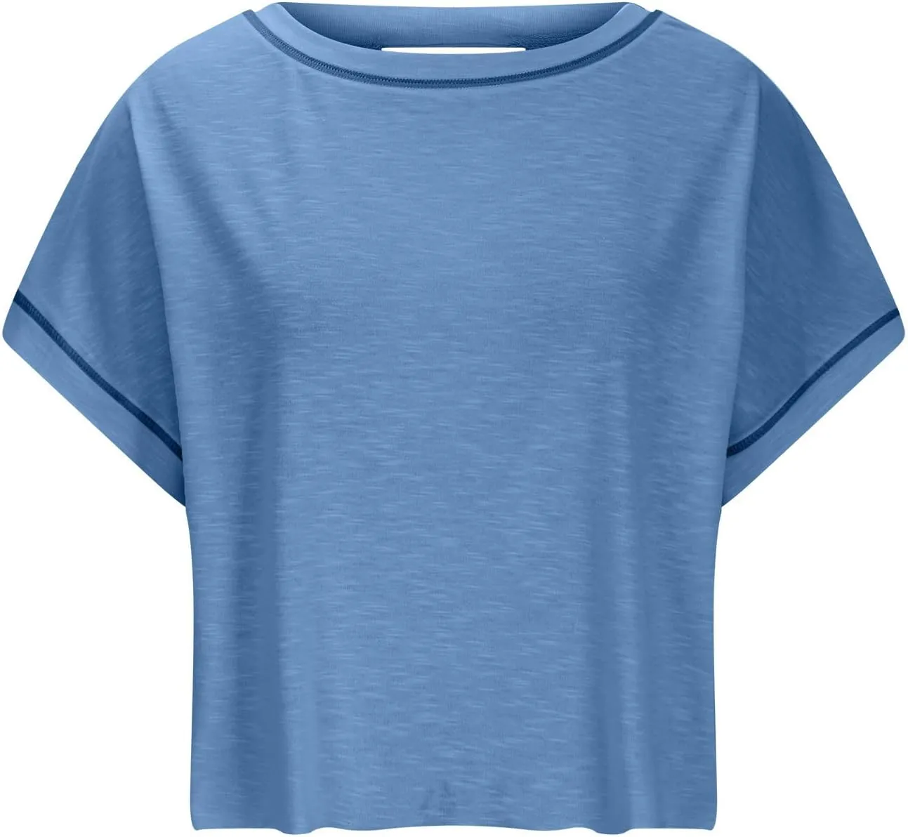 Open Back Tops for Women Workout Crop Tops Short Sleeve Casual Backless Gym Yoga Shirts Loose Fit Athletic Tops