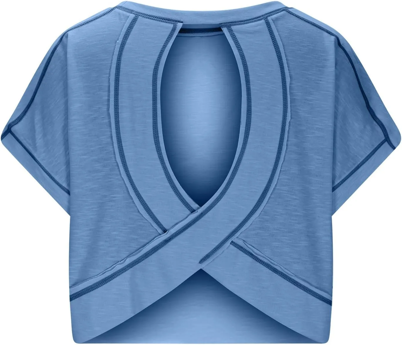 Open Back Tops for Women Workout Crop Tops Short Sleeve Casual Backless Gym Yoga Shirts Loose Fit Athletic Tops