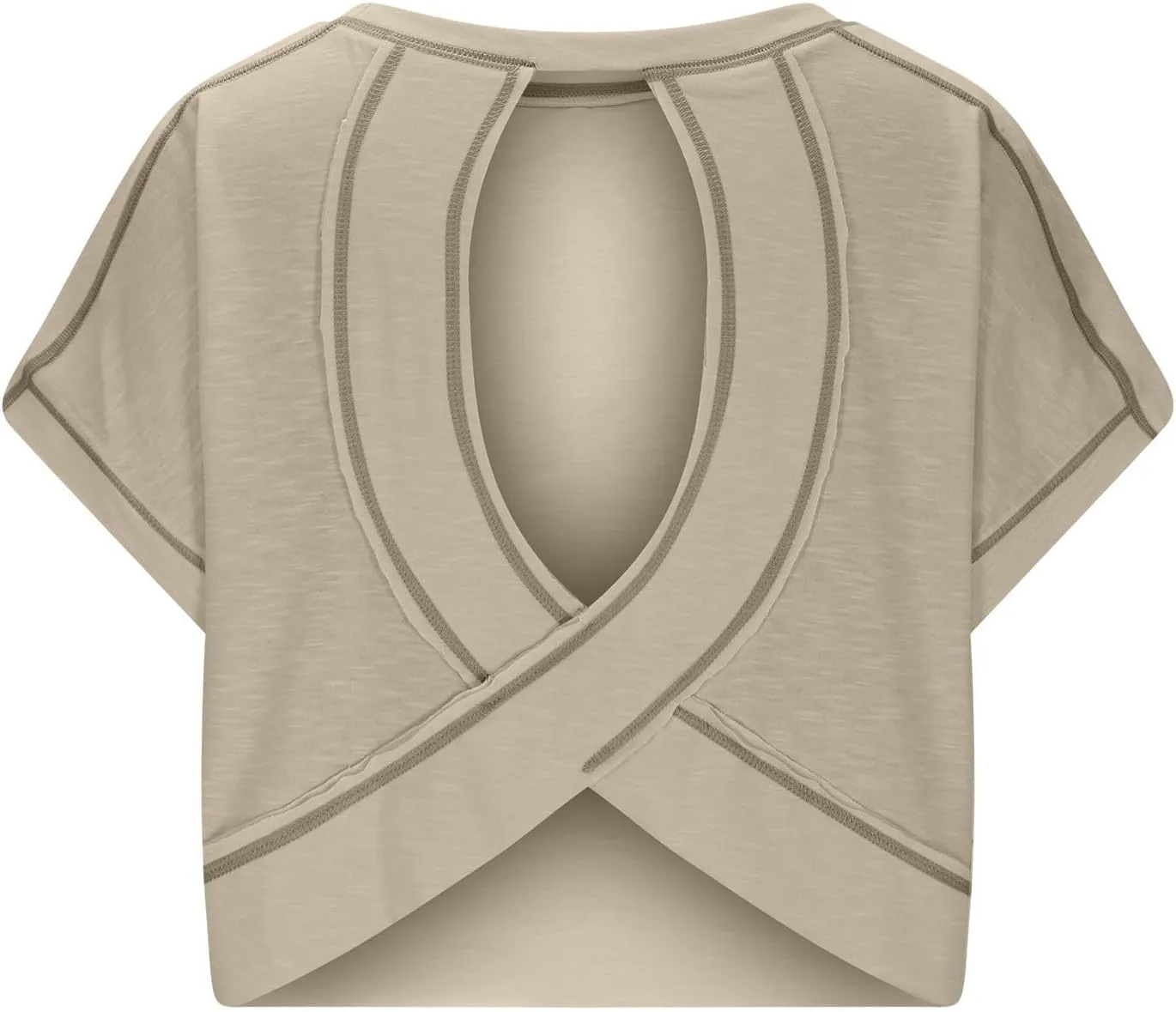 Open Back Tops for Women Workout Crop Tops Short Sleeve Casual Backless Gym Yoga Shirts Loose Fit Athletic Tops