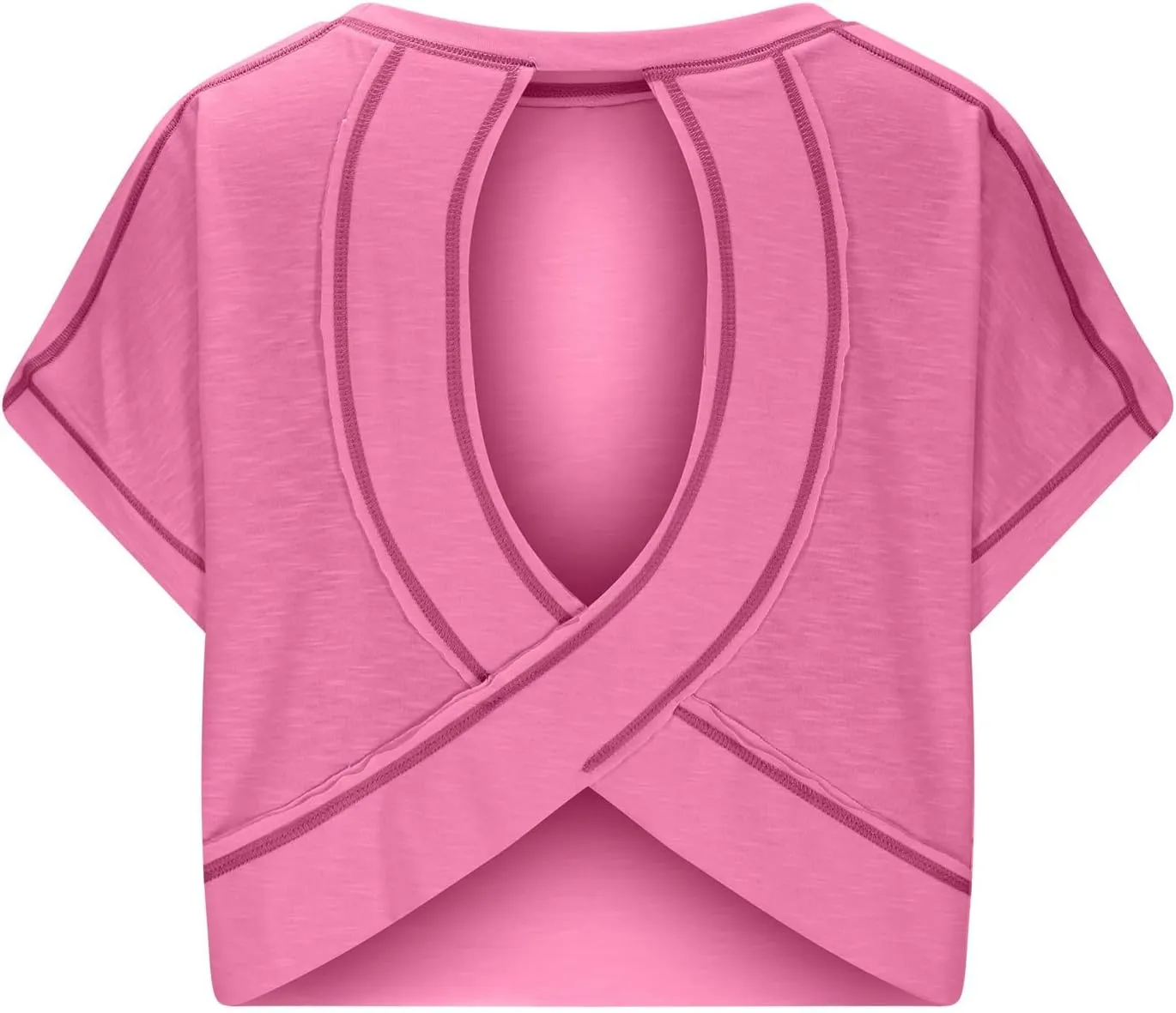 Open Back Tops for Women Workout Crop Tops Short Sleeve Casual Backless Gym Yoga Shirts Loose Fit Athletic Tops