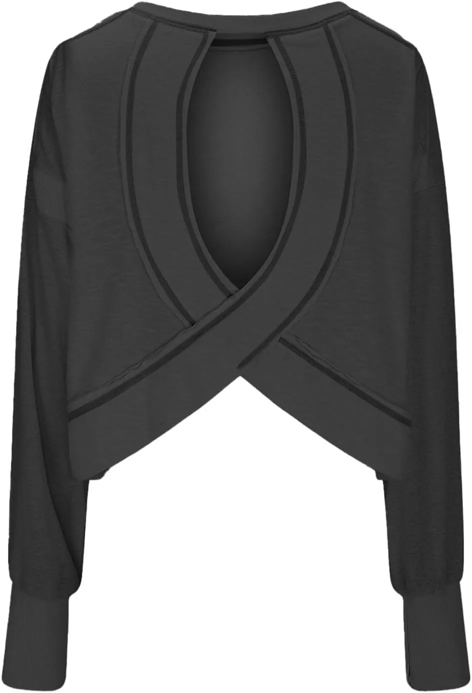 Oversized Open Back Sweatshirts for Womens Gym Backless Long Sleeve Crop Tops Workout Yoga Athletic Shirts Pullover