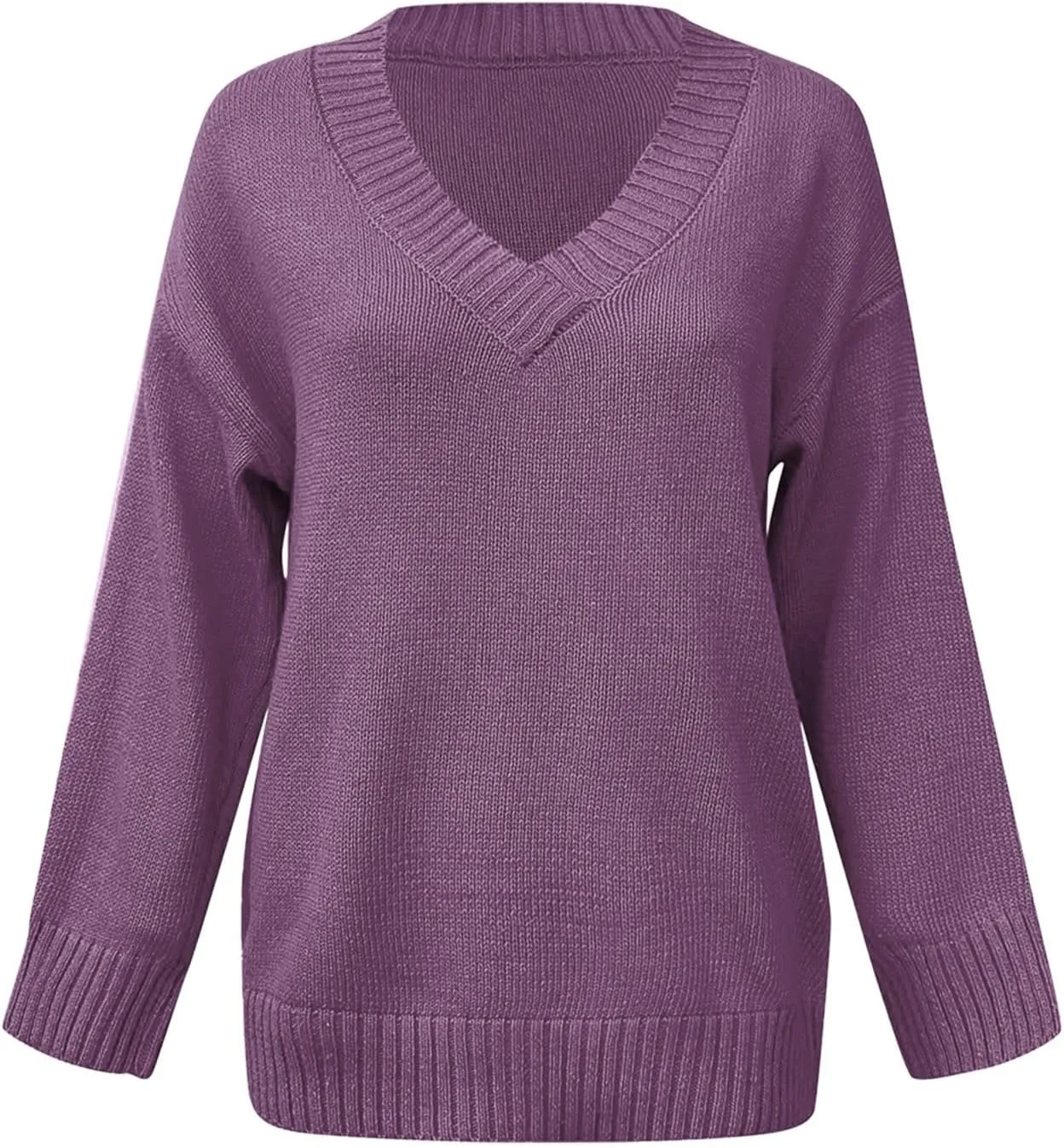 Oversized Sweater for Women Sexy Deep V Neck Cable Knit Sweaters Long Sleeve Loose Jumper Tunic Pullover Tops
