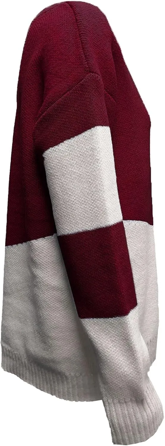 Oversized Sweater for Women Sexy Deep V Neck Cable Knit Sweaters Long Sleeve Loose Jumper Tunic Pullover Tops