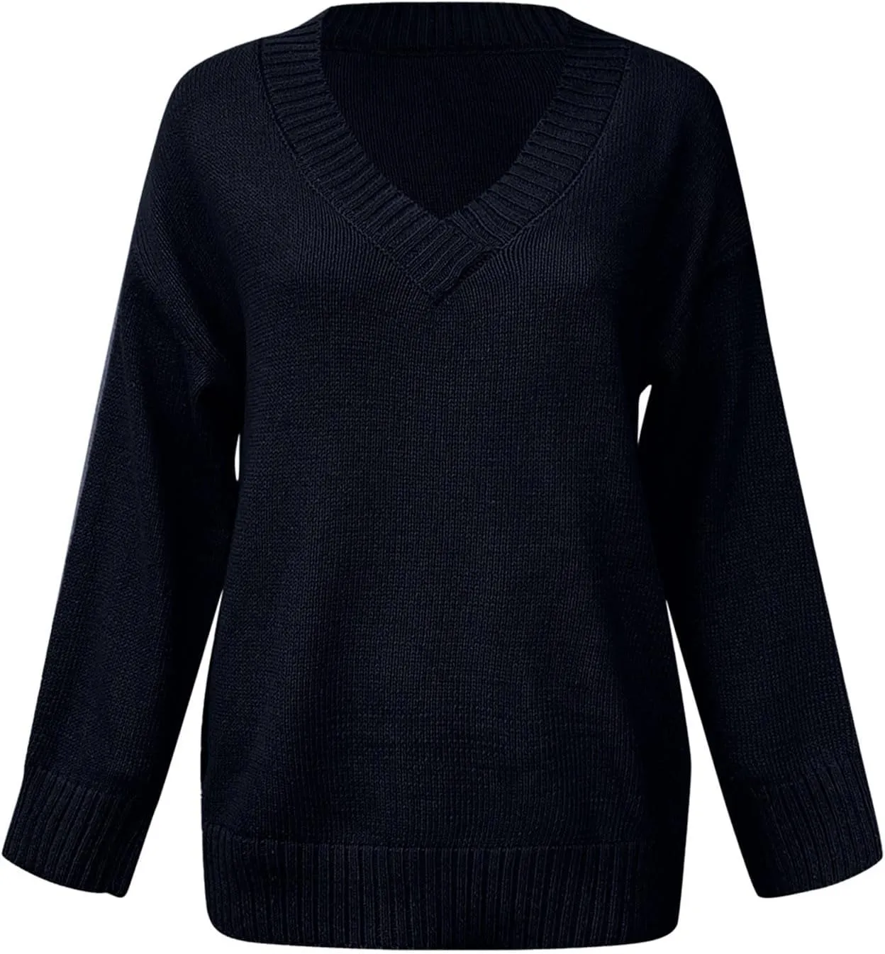 Oversized Sweater for Women Sexy Deep V Neck Cable Knit Sweaters Long Sleeve Loose Jumper Tunic Pullover Tops
