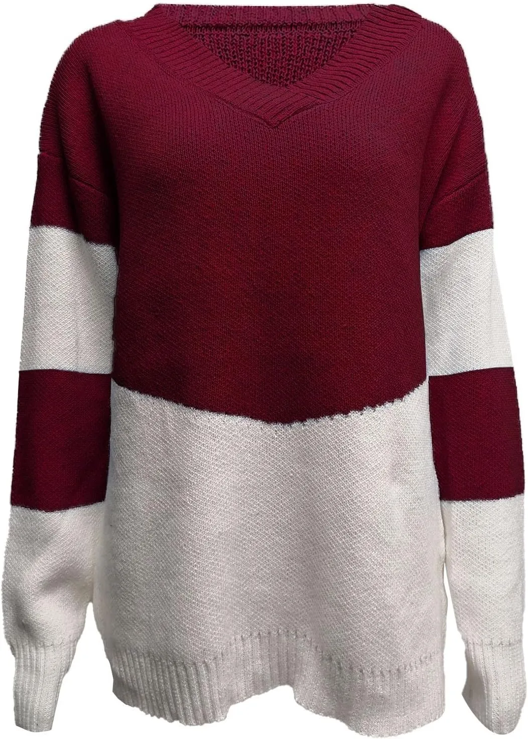 Oversized Sweater for Women Sexy Deep V Neck Cable Knit Sweaters Long Sleeve Loose Jumper Tunic Pullover Tops