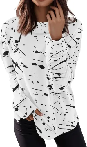 Oversized Sweatshirt For Women Crewneck Long Sleeve Top Fall Sides Splits Casual Pullover