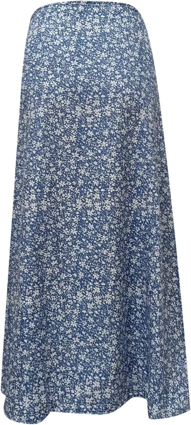 Pencil Skirt for Women Summer Trendy Boha Floral Print High Split High Elastic Waist Palazzo Long Skirts for Vacation