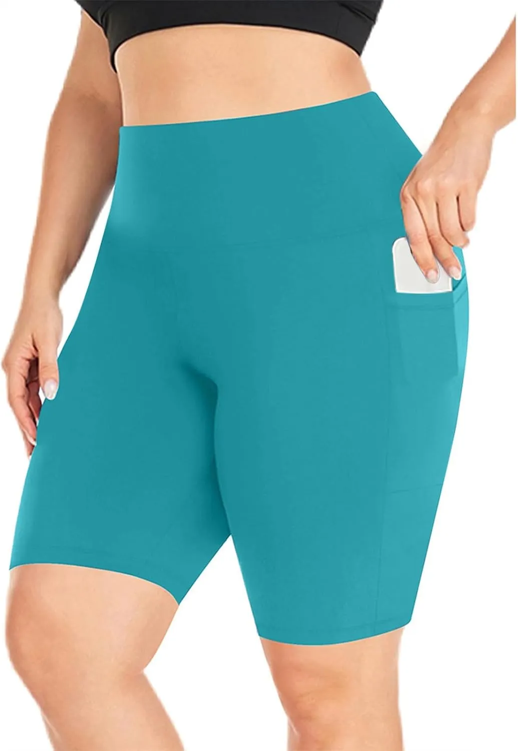 Plus Size Shorts for Women Stretch High Waist Workout Biker Short Leggings with Pocket Summer Fashion Fitness Shorts