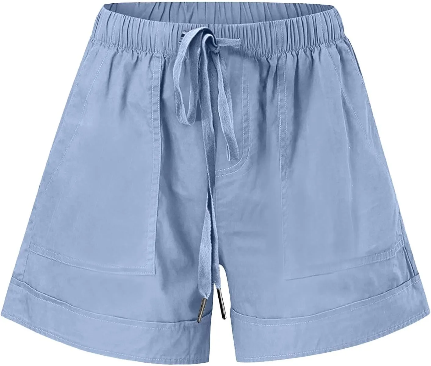 Plus Size Summer Shorts for Women Dressy Casual Elastic Waist Drawstring Cotton Linen Shorts with Pockets