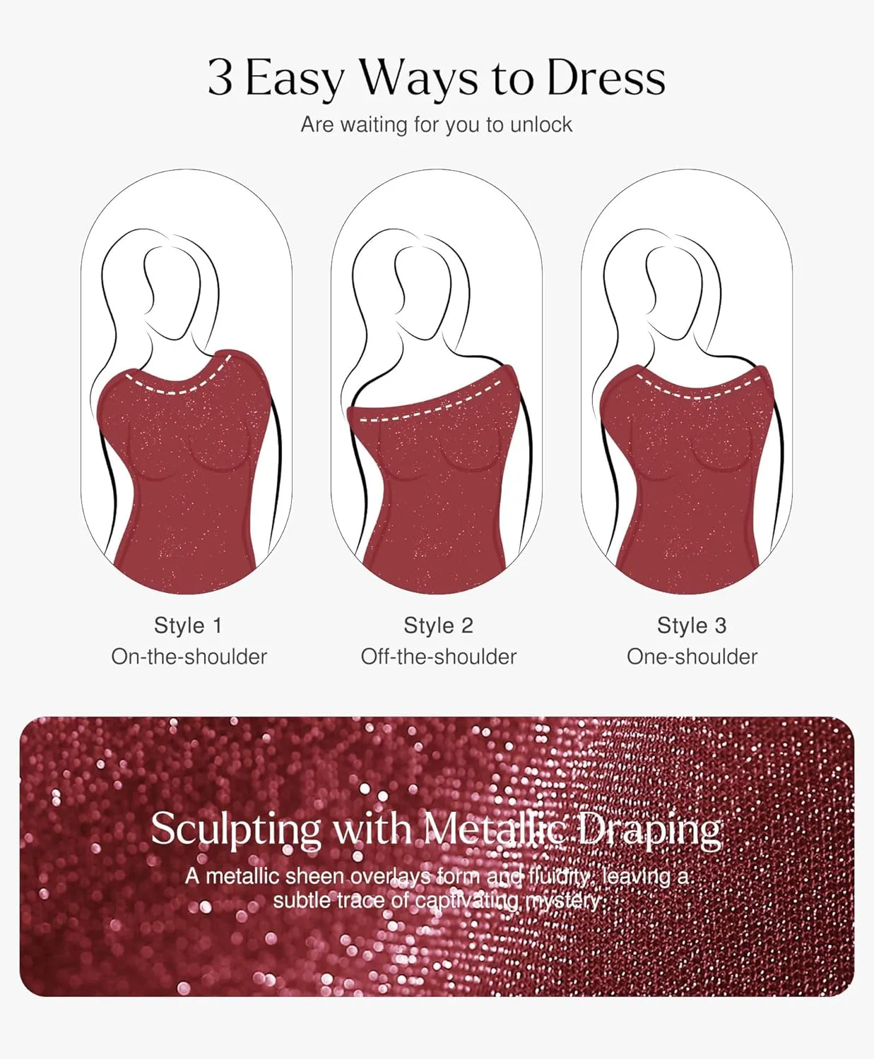 Popilush Sparkly Tops for Women - Long Sleeve Bodysuit Off The Shoulder Tops Tummy Control Shapewear Thong Going Out Tops