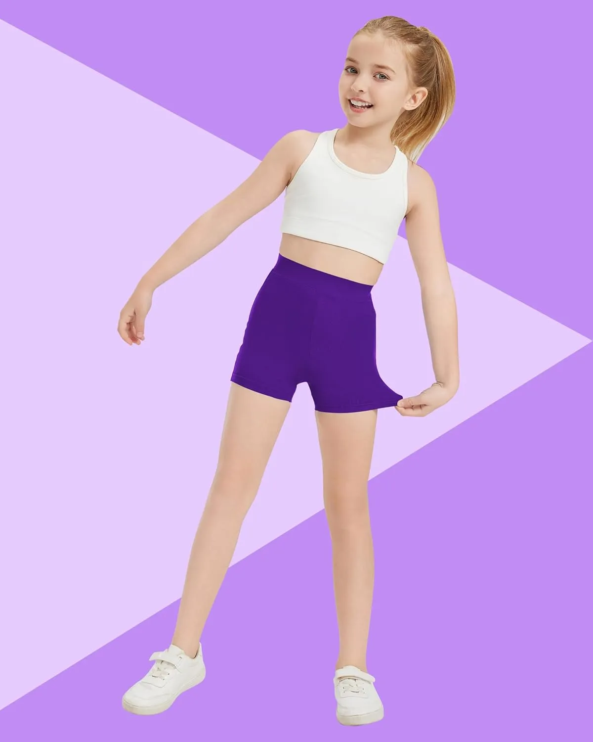 QBK Girls Basic Solid Shorts Dance Gymnastics Under Skirts Shorts Cotton for 2T-13Years Toddler Little Girls Soft Breathable