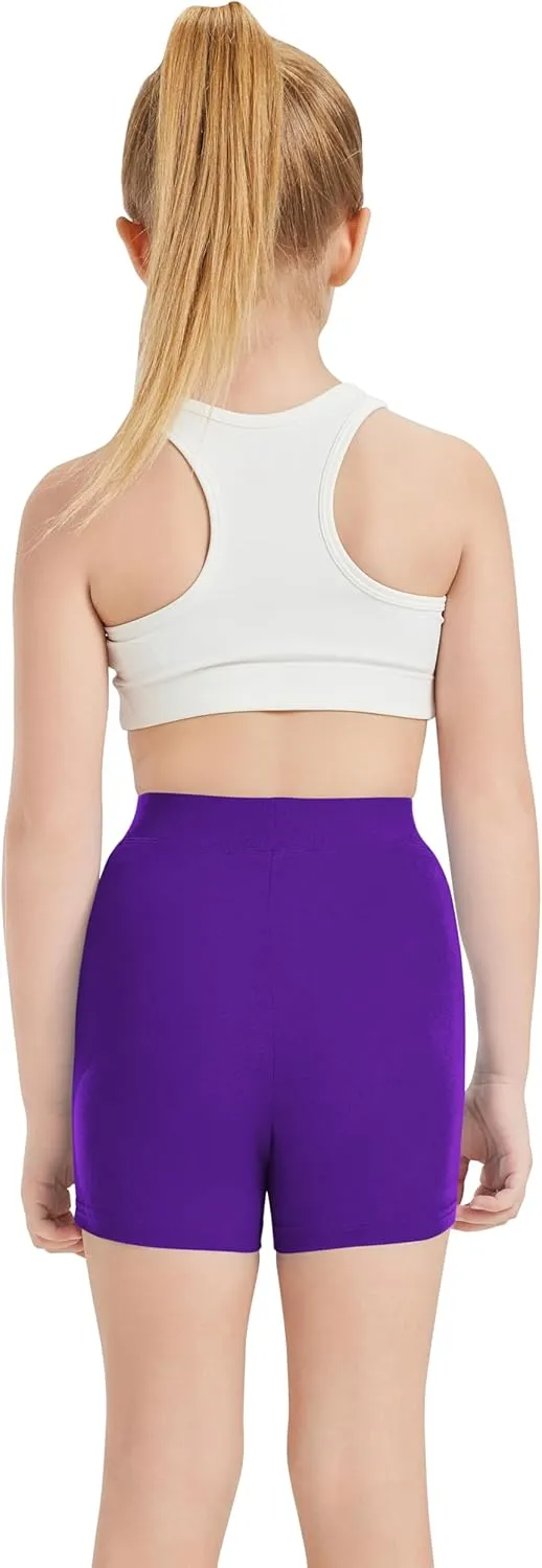 QBK Girls Basic Solid Shorts Dance Gymnastics Under Skirts Shorts Cotton for 2T-13Years Toddler Little Girls Soft Breathable