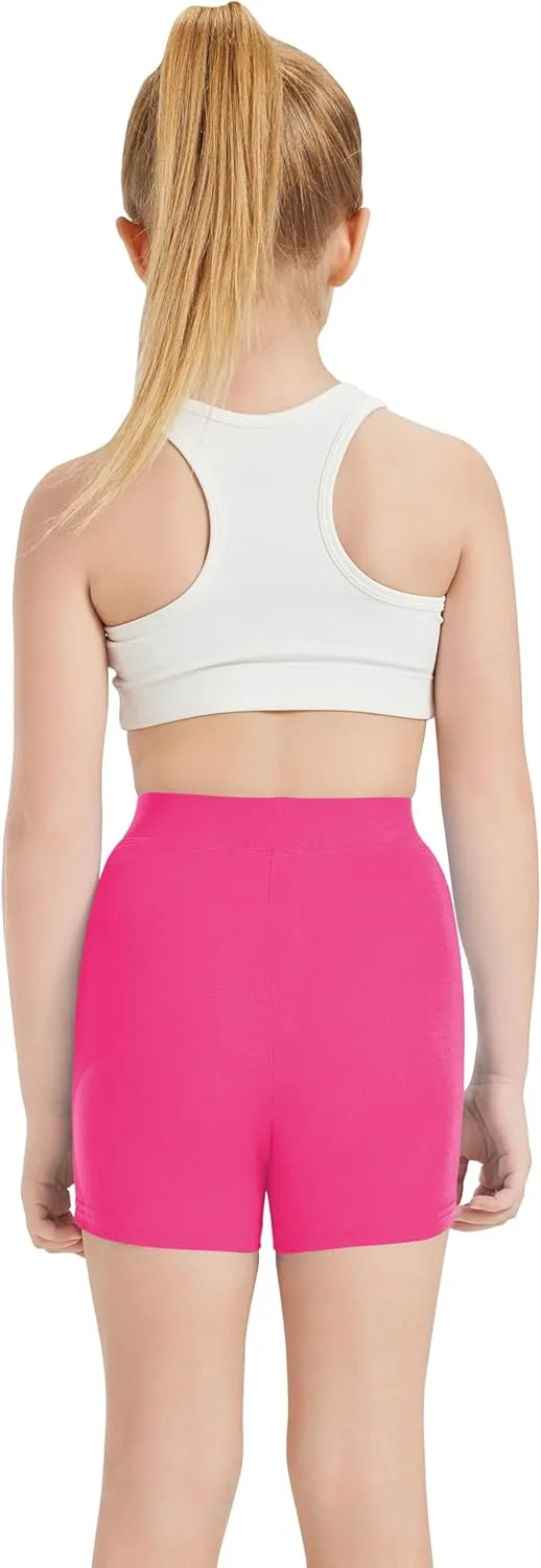 QBK Girls Basic Solid Shorts Dance Gymnastics Under Skirts Shorts Cotton for 2T-13Years Toddler Little Girls Soft Breathable