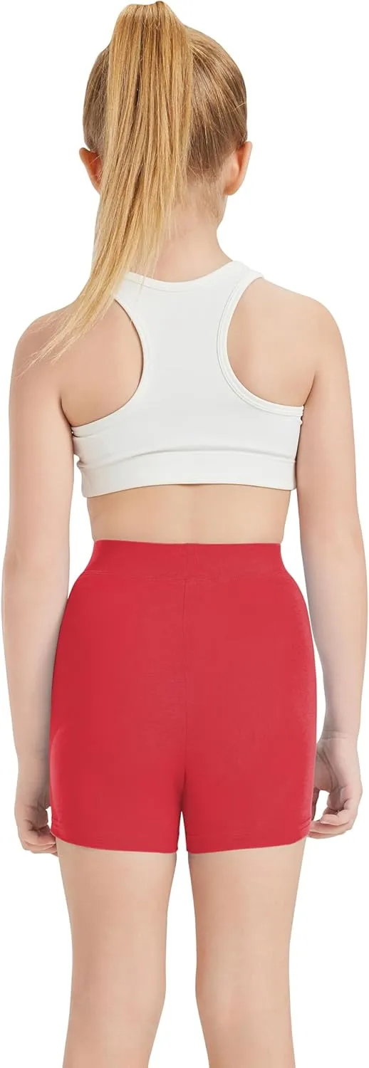 QBK Girls Basic Solid Shorts Dance Gymnastics Under Skirts Shorts Cotton for 2T-13Years Toddler Little Girls Soft Breathable