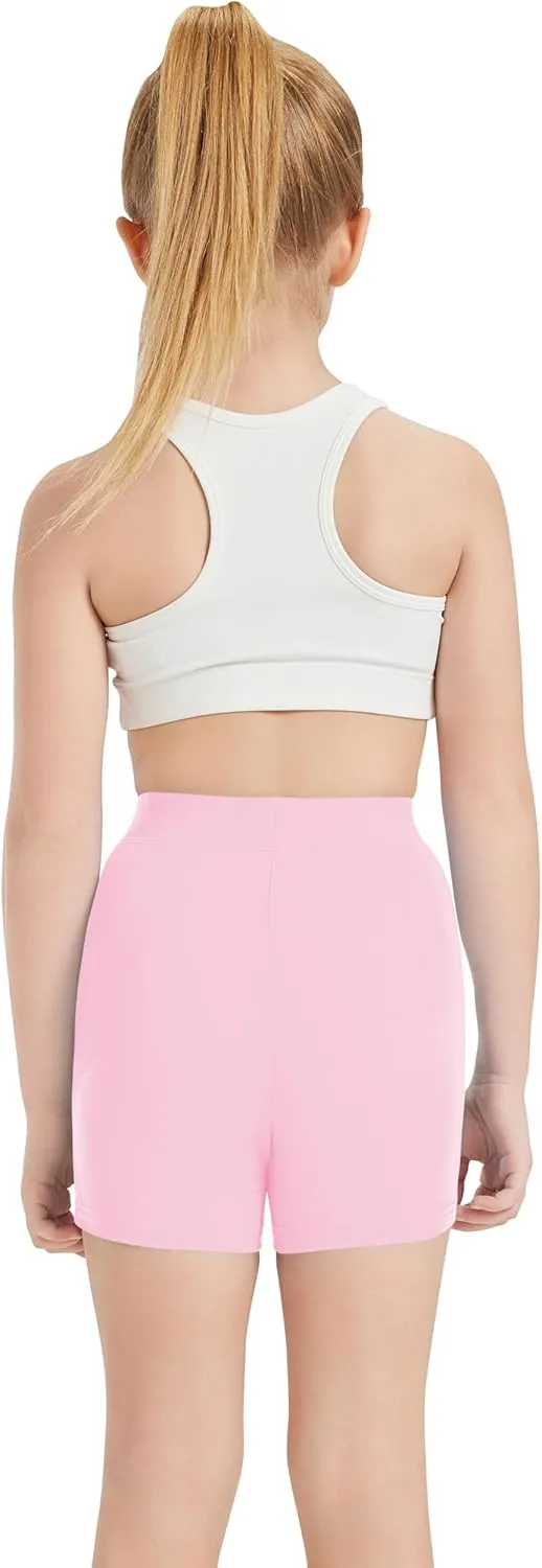 QBK Girls Basic Solid Shorts Dance Gymnastics Under Skirts Shorts Cotton for 2T-13Years Toddler Little Girls Soft Breathable
