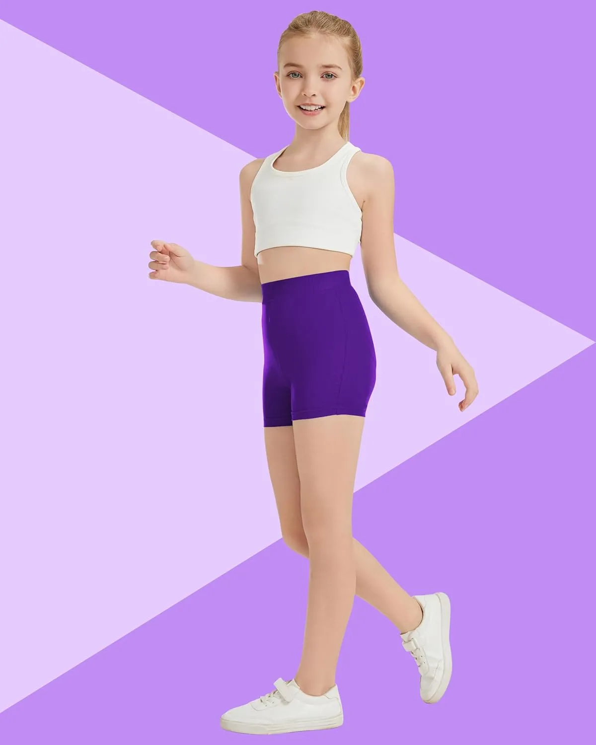 QBK Girls Basic Solid Shorts Dance Gymnastics Under Skirts Shorts Cotton for 2T-13Years Toddler Little Girls Soft Breathable