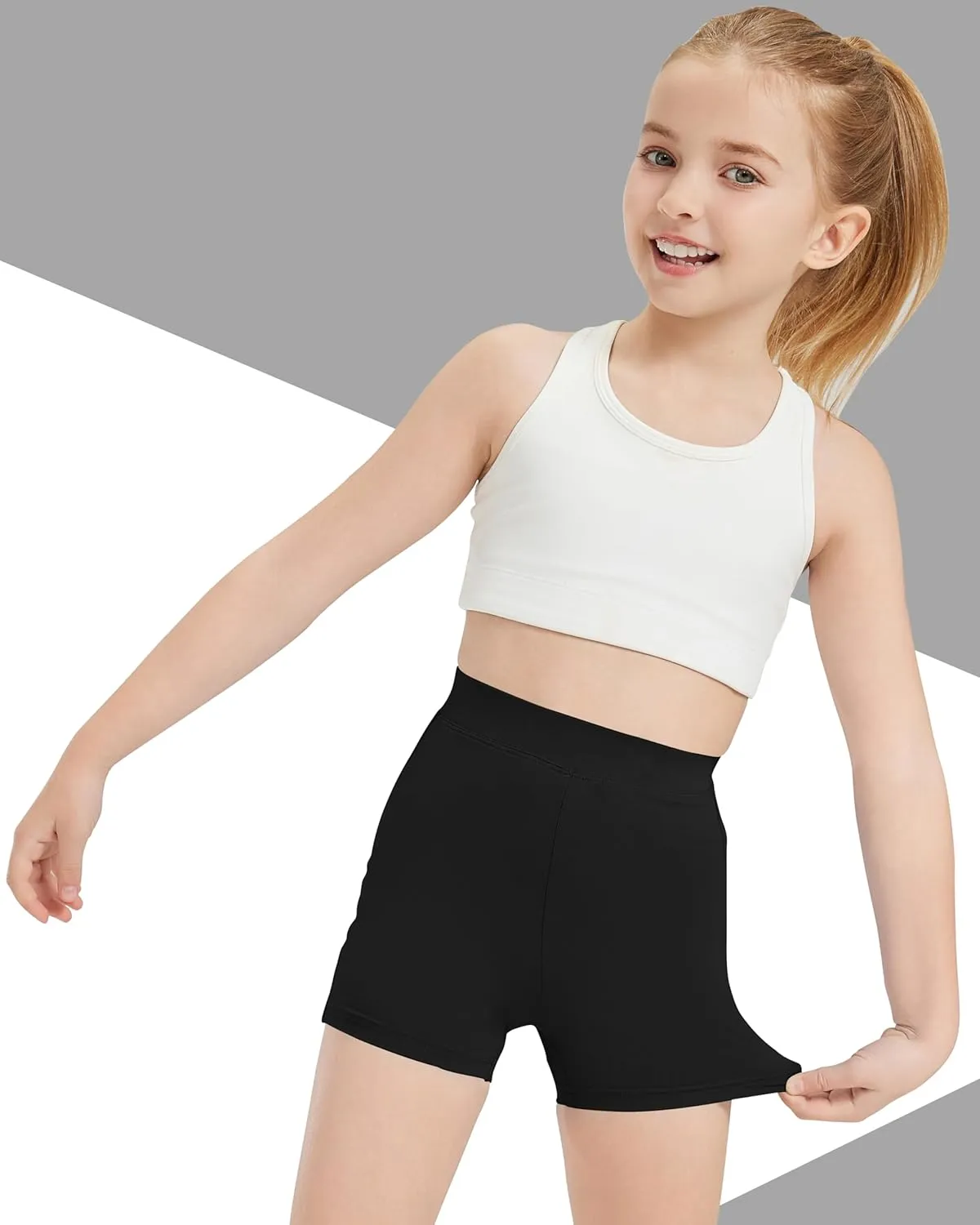 QBK Girls Basic Solid Shorts Dance Gymnastics Under Skirts Shorts Cotton for 2T-13Years Toddler Little Girls Soft Breathable