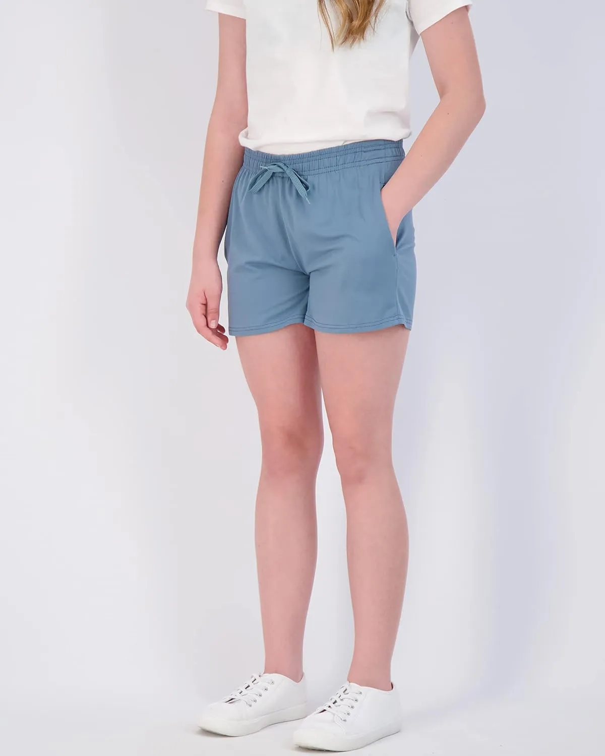 Real Essentials 3 Pack: Girl's Lounge Soft Comfy Shorts with Drawstring - Yoga Athletic Sweat Shorts with Pockets