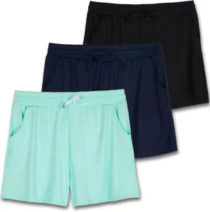 Real Essentials 3 Pack: Girl's Lounge Soft Comfy Shorts with Drawstring - Yoga Athletic Sweat Shorts with Pockets