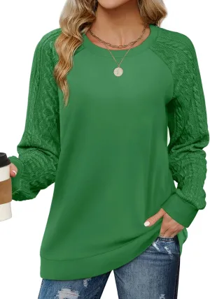 Saloogoe Womens Sweaters Trendy Long Sleeve Shirts Christmas Tops 2025 Spring Clothes Green S