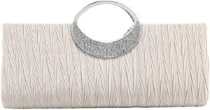 Satin Fabric Pleats Evening Bag French Simple Clutch Purses