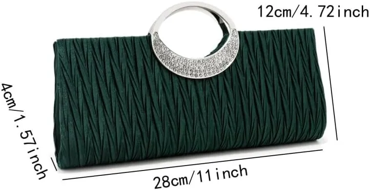 Satin Fabric Pleats Evening Bag French Simple Clutch Purses